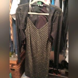 Chic Black and Gold Dress with Jacket